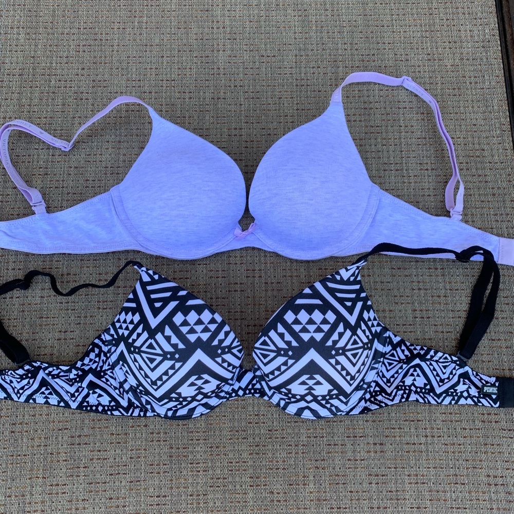 Set of 2 bras Geometric print and lilac